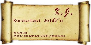 Keresztesi Jolán névjegykártya